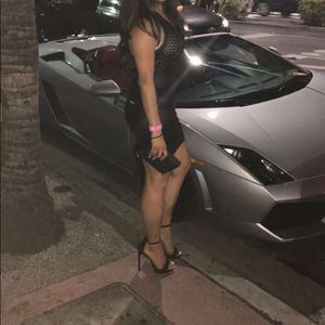 Sexy black dress with see through detail in chest area